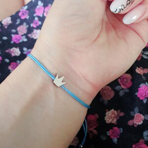 Litet kronarmband, platinakrona, guldarmband, pararmband, present till henne, personlig, anpassad, justerbar, snöre, kronarmband