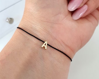 Gold Plated Tiny Initial Letter Bracelet, Personalized Dainty Bracelet, Couples Bridesmaid, Wedding Minimalist Bridal Party Gift, Upper Case