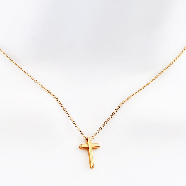 Dainty Cross Necklace, Gold Plated Cross Pendant, Minimalist, Girlfriend, Religious, Bridesmaid Gift, Gift for Her