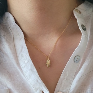 Pequeño collar cactus Dainty con colgante de cactus chapado en oro, minimalista, regalo de novia, regalo de dama de honor, regalo para ella, olla de cactus de oro