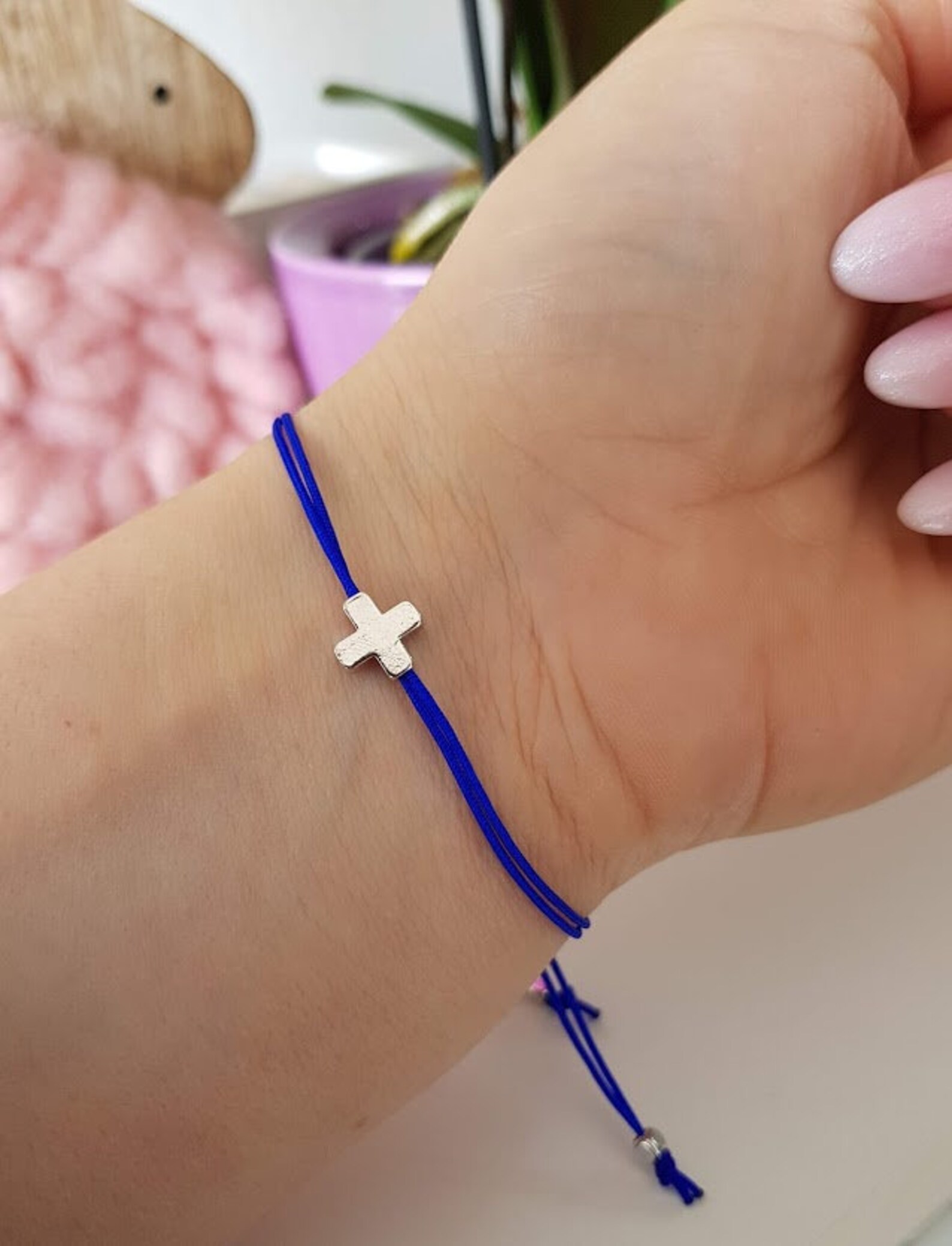 Religious Cross Bracelet With Adjustable String Silver or Etsy