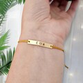 Personalized Gold Bar Bracelet, Engraved Initials Bracelet, Minimalist Adjustable Couples Gift