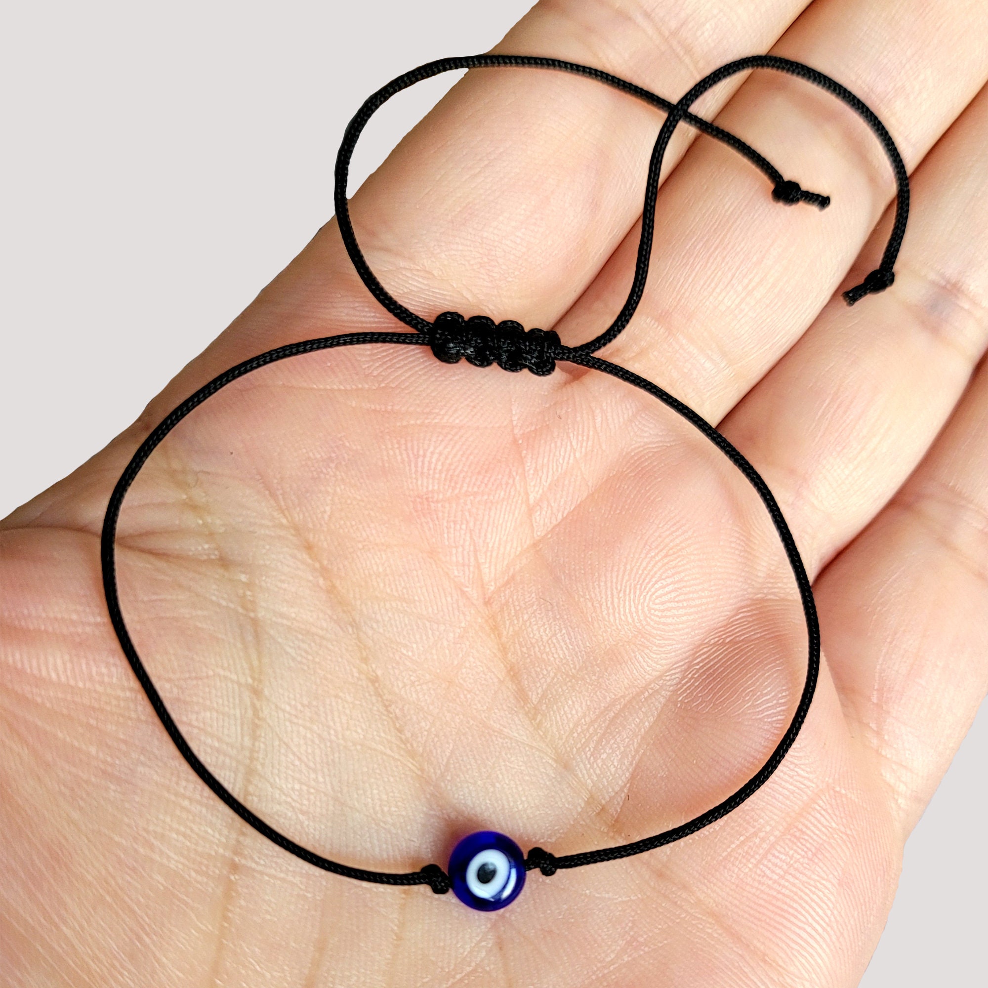 thumbnail image 2 of Black String Evil Eye Bracelet – Good Luck Protection Blue Eye – Adjustable, Unisex, Handmade 2 of 6