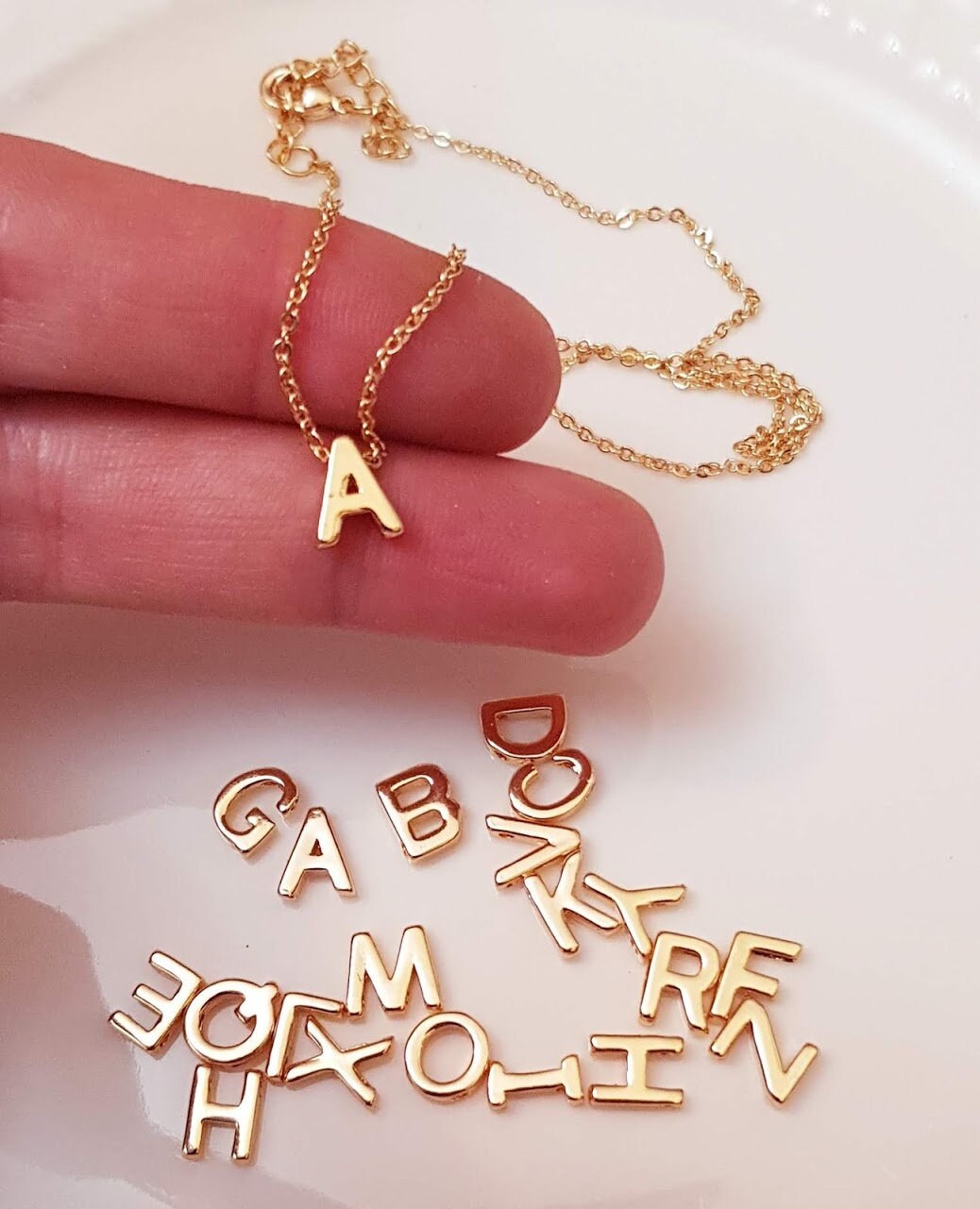 Add a Letter for the Initial Necklace, Tiny Initial, Gold Plated, Ini…