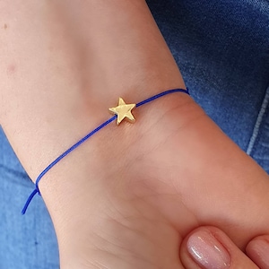 Star bracelet, string bracelet, gold plated star, charm bracelet, friendship, star charm, bff gift, make a wish, bridesmaids gift, couples