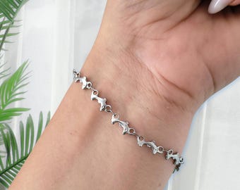 Dainty Dolphin Bracelet – Stainless Steel Charm Jewelry, Adjustable Dolphin Gift for Bridesmaids, Girlfriend, Ocean Lover Jewelry