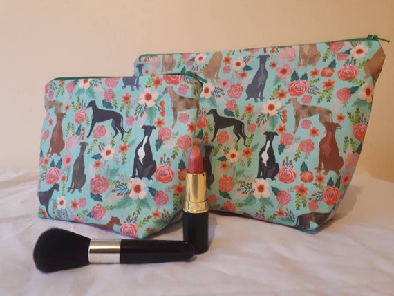 Greyhound Whippet Cosmetics Makeup and Toiletries Bag Set or Singles for Animal Lovers Perfect Gift Sighthound