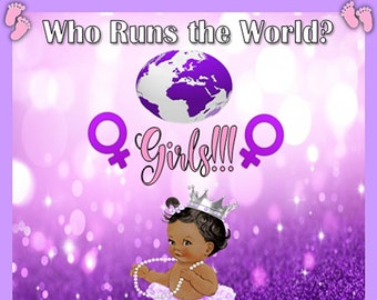 Who Runs the World? GIRL Baby Shower Invitation (lavender, pink, purple)