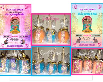 Journey To India Party Package (DIGITAL Invite, 12 Candy Apples, 12 Rice Krispy Treats, or OTHER Treats)