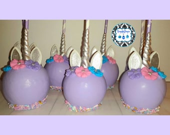12 UNICORN Themed Candy Apples & Rice Krispy Treats