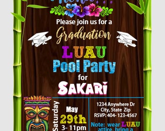 GRADUATION Luau Themed DIGITAL Invitation (multiple colors)