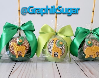 36 SAFARI Themed Treats (12 Candy or CHOCOLATE apples, 12 Rice Krispy Treats, 12 Cake Sicles)-Pick Up Only