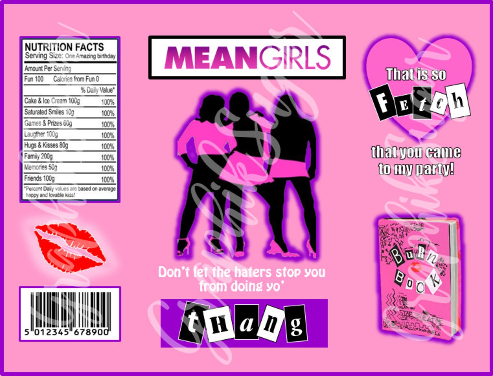 MEAN GIRLS Themed Chip Bag Design hot pink purple black & Etsy