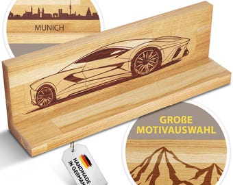 Key board wood with storage hook sports car engraving personalizable gift key holder board inauguration wall mounting decoration oak