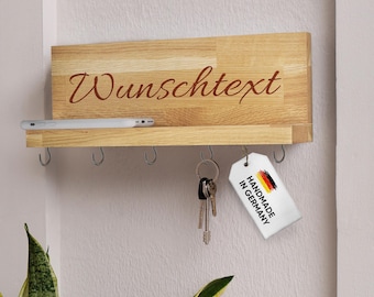 Toetsenbord van hout met opberghaak, gegraveerd, gepersonaliseerd cadeau, sleutelhangerbord, housewarming, wandmontage, huwelijkscadeau