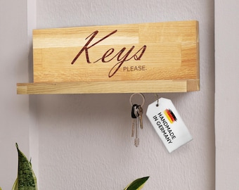 Houten sleutelbord met magnetische sleutels op de plank, graveer aanpasbare geschenksleutelhouderbordinauguratie wandmontagedecoratie