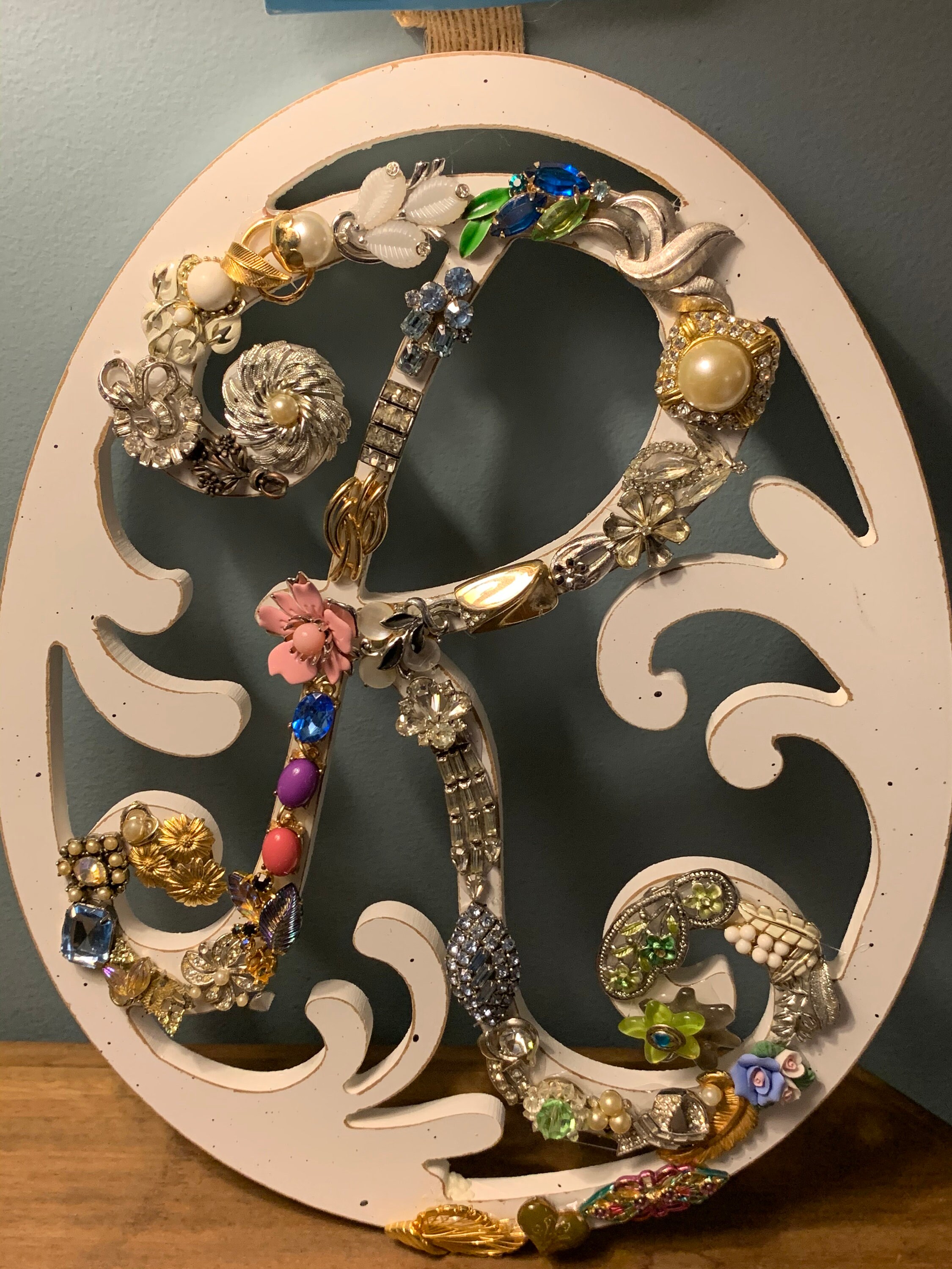 Vintage Jeweled Initial Letter R Jewelry Repurposed Etsy