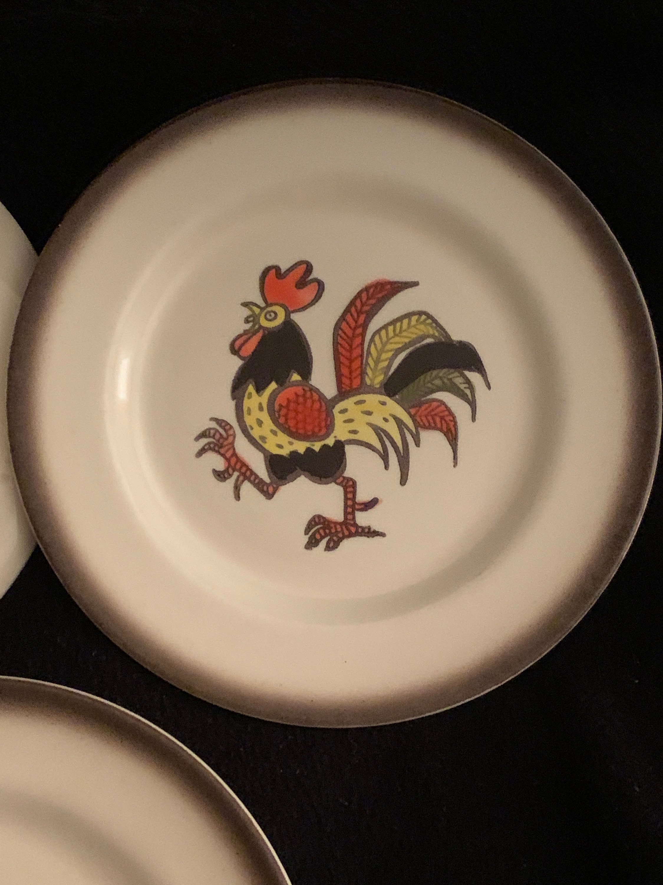 Trio of California Pottery Rooster Dessert Salad Plates Etsy