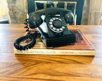 1949 Western Electric 302 Rotary Phone Working Bakelite MCM Decor