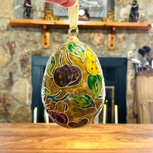 Vintage Cloisonné Egg Ornament: Handmade Christmas Tree Decoration