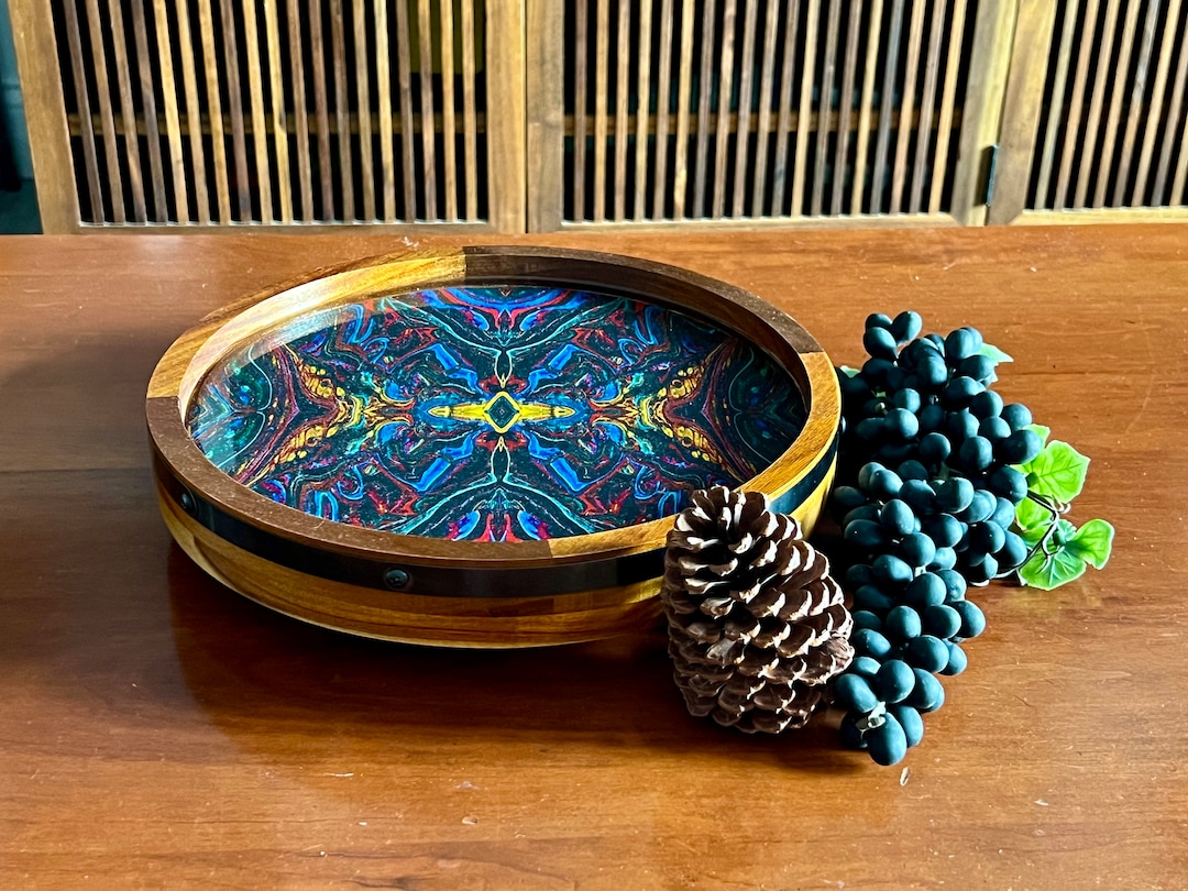 Wood Lazy Susan, Epoxy Resin Lazy Susan, Wood Spinning Tray, Lazy Susan