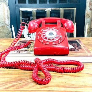 Vintage Western Electric Bell System Bright Red Rotary Dial Phone, WORKS, Retro Dial Telephone, Red Landline Rotary Dial Telephone