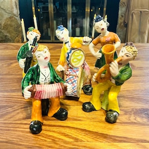 Vintage 5 Piece Jazz Musician Ceramic Figurines, Made in Italy, Set of Five Jazz Musicians from 1950s