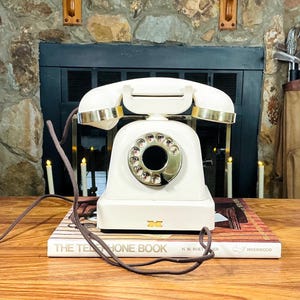 Vintage ATEA Type 40 Working Rotary Phone: Old Belgium Metal Telephone with Brass
