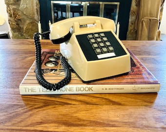 Vintage Stromberg Carlson Touch Tone Phone: Working Black Tan Push Button Landline