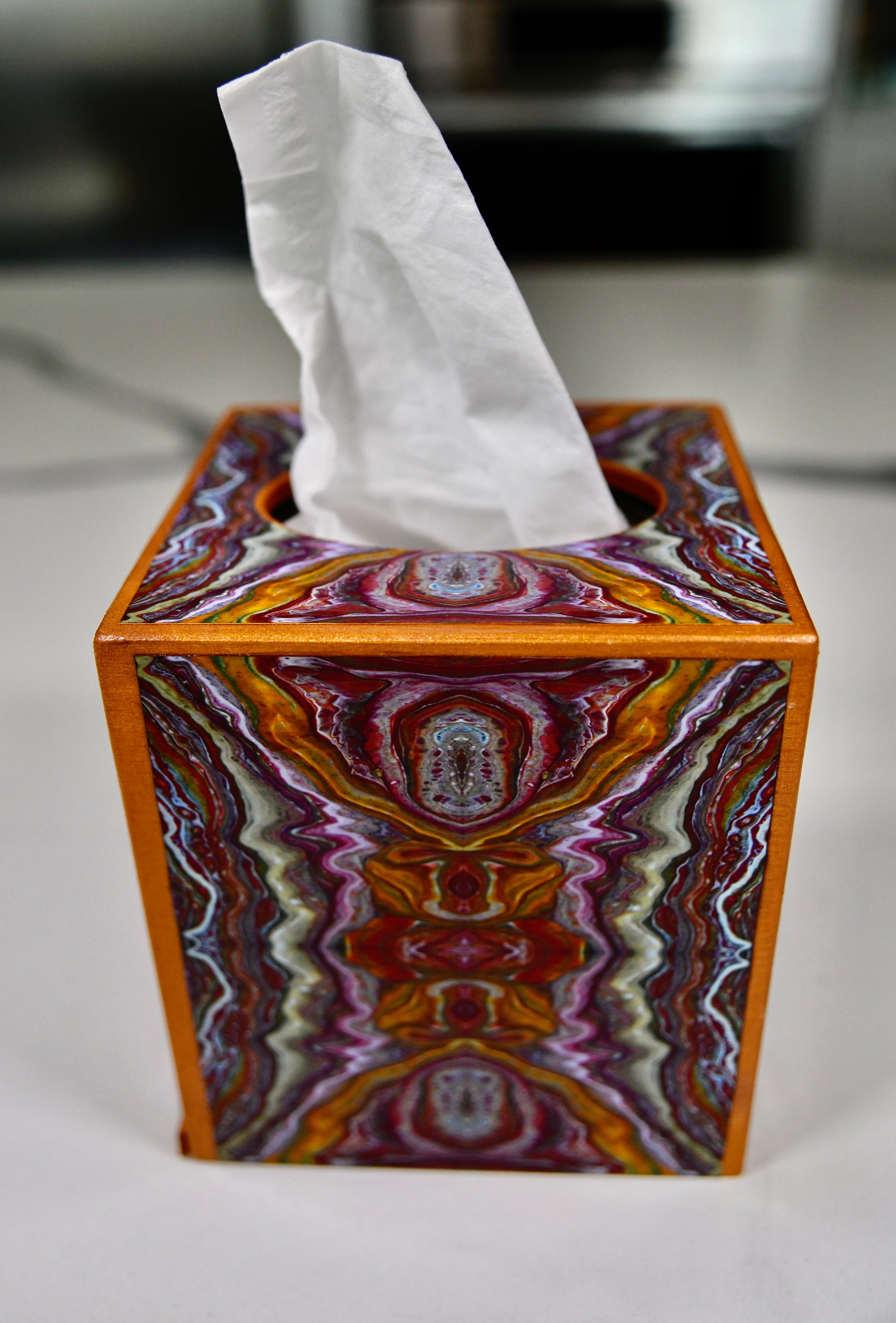 Wood Tissue Box Cover Cube Facial Tissue Holder Square Etsy