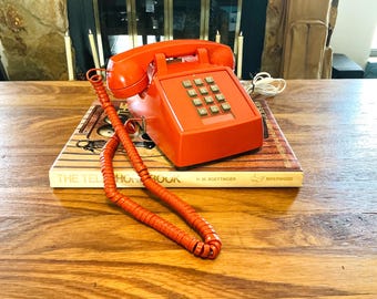 ITT Orange Touch Tone Phone: Vintage WORKING Telephone