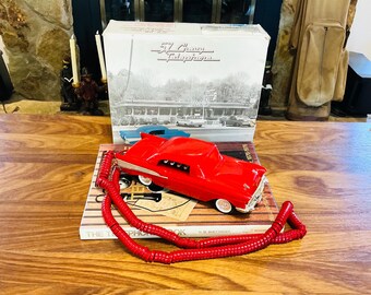 Telemania 57 Chevy WORKING Telephone: Vintage Red Car Phone in Original Box