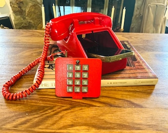 Repurposed Touch Tone Phony Phone Box: Classic Red Telephone Charging Station, Secret Stash Box
