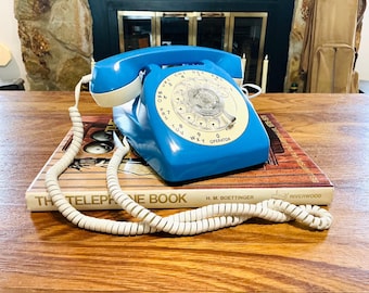 Refurbished American Electric French Blue and Ivory Phone: Vintage Landline Telephone