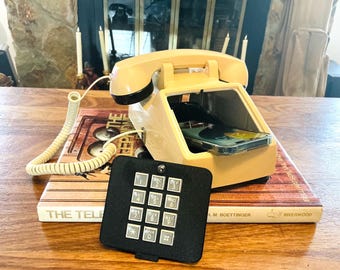 Repurposed Touch Tone Phony Phone Box: Tan Black Telephone Charging Station, Secret Stash Box