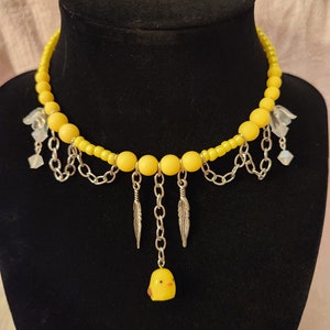 Handmade silly goose baby chick choker necklace