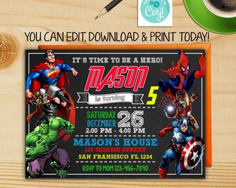 avengers birthday invitation etsy avengers party invitations