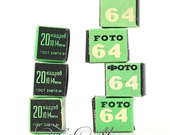 Pellicola subminiaturizzata vintage Svema Foto 64 da 16 mm, 20 pose, proveniente dall'URSS.