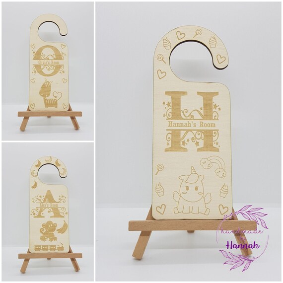 Childrens Wooden Door Hangers Signs Animal Personalised Kids Bedroom