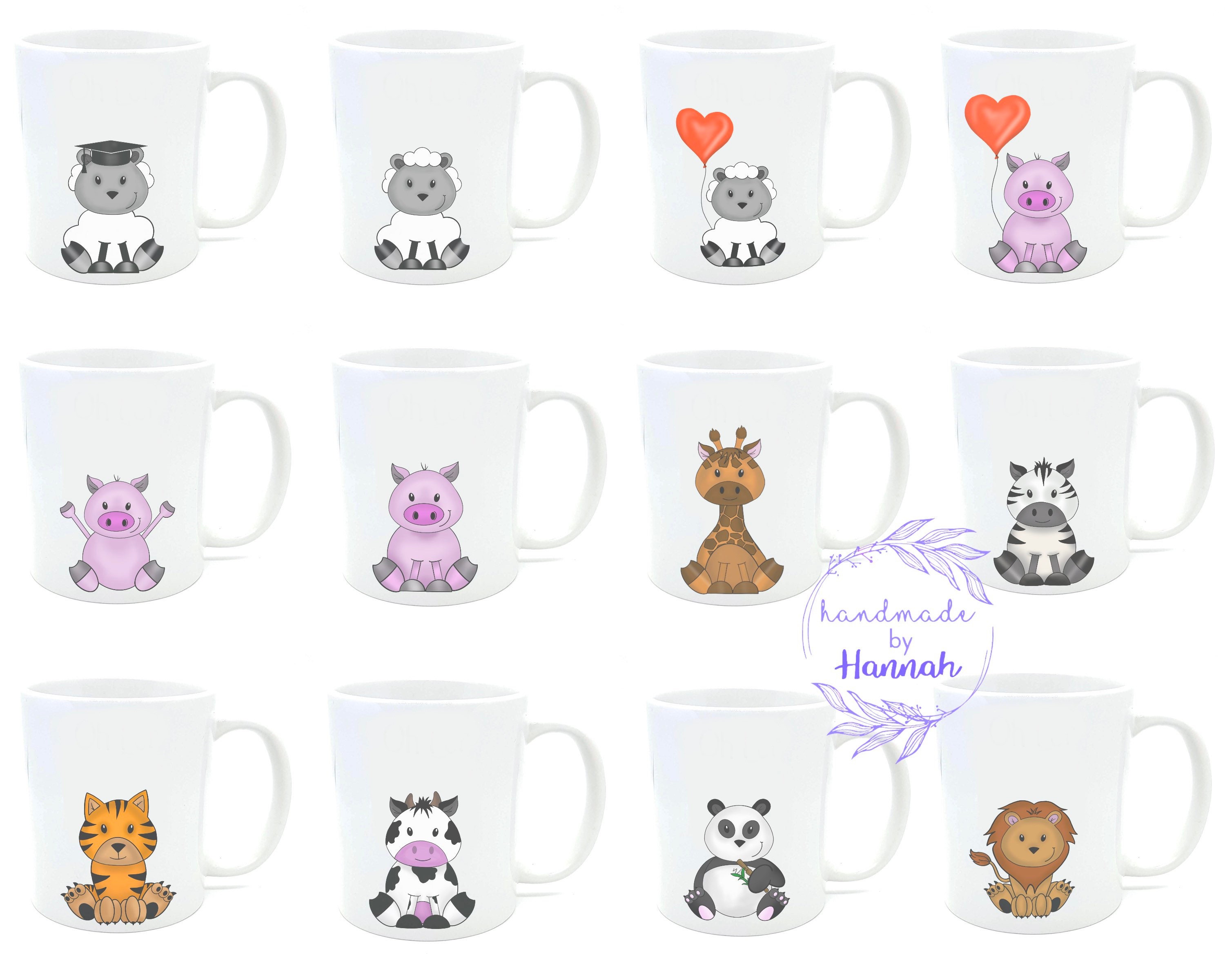 Personalised Animal Mugs Mugs With Names Animals Etsy UK