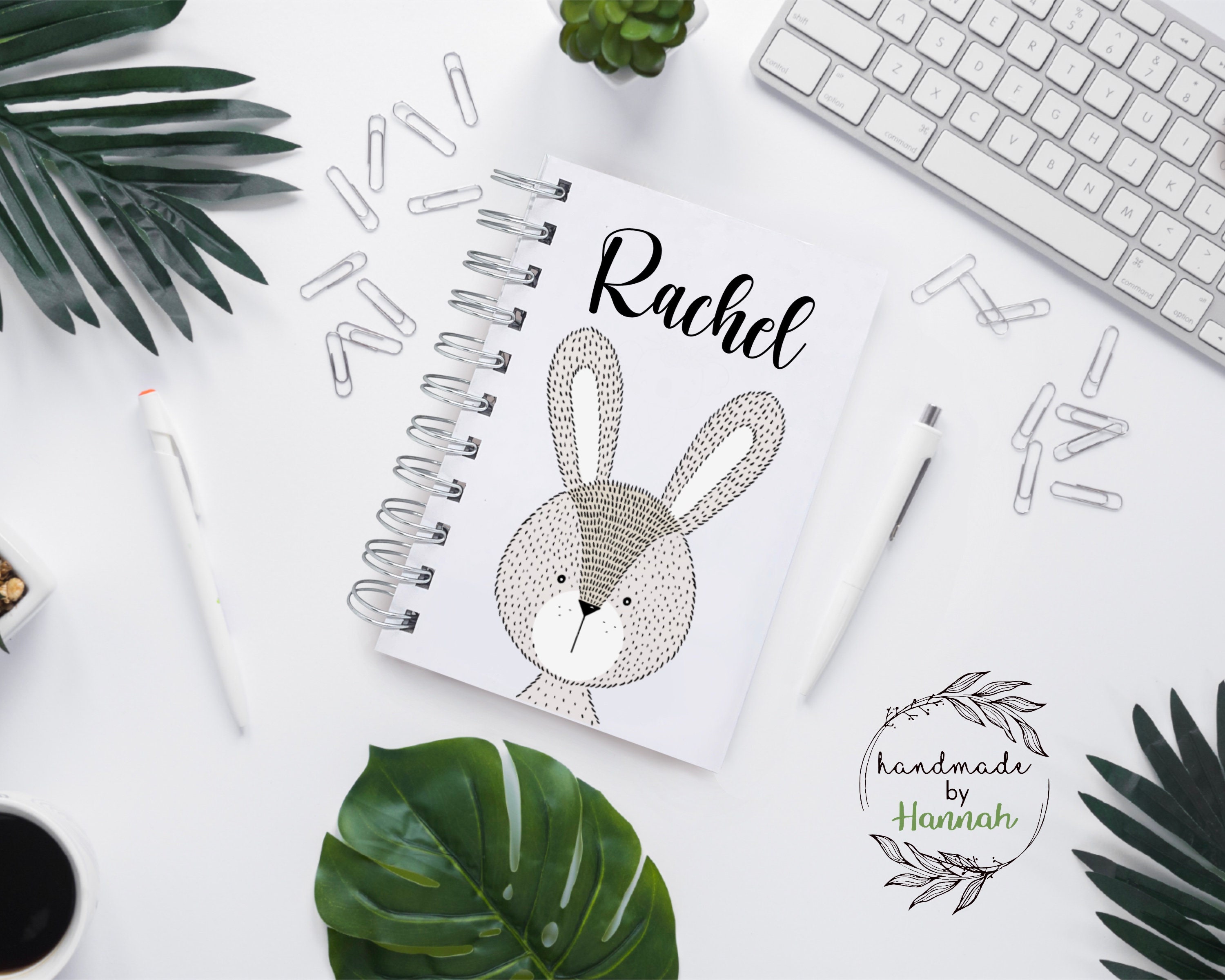 Cute Rabbit Personalised Notebook Rabbit Notebook Animals Etsy
