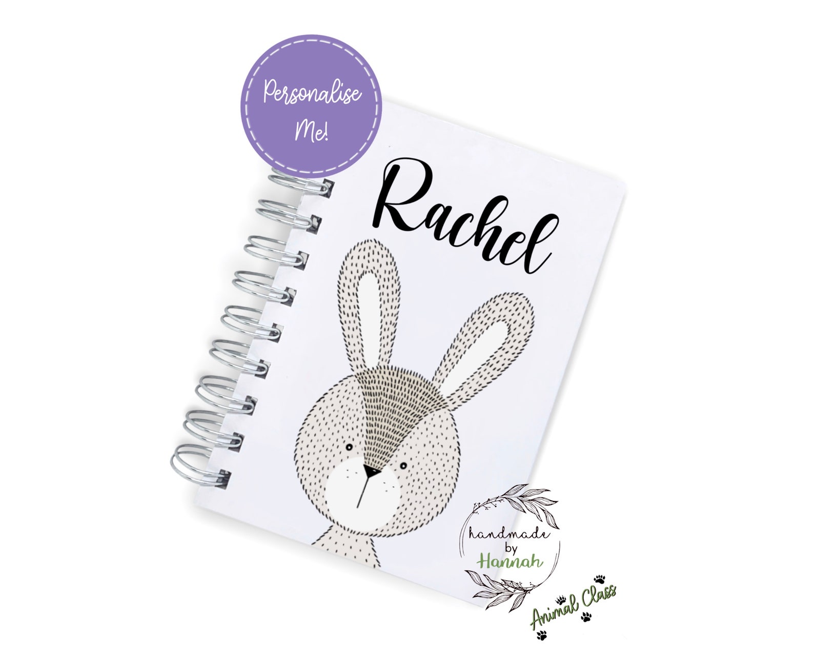 Cute Rabbit Personalised Notebook Rabbit Notebook Animals Etsy