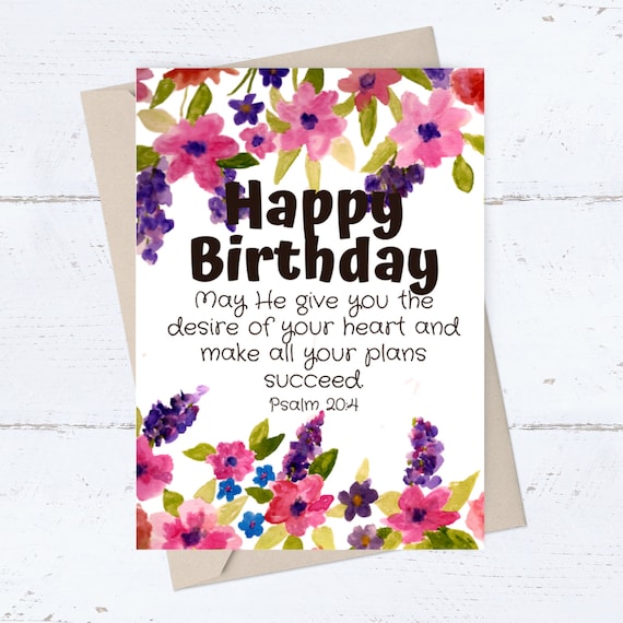Religious Birthday Card Floral Christian Printable Birthday Etsy