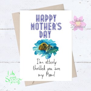 Lustige Mutter-Tageskarte; Süße Otter Karte zum Ausdrucken; Alles Gute zum Muttertag; Wassertier herunterladbare Karte für Mama Mama; Von Kinder Sohn Tochter