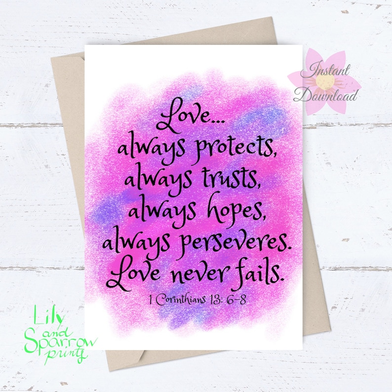 PRINTABLE Christian Wedding Card, Religious Anniversary, Love Always ...