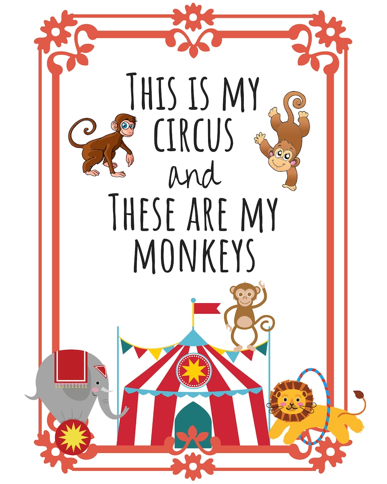 PRINTABLE Not My Circus Not My Monkeys Sign Funny Inspirational Wall ...