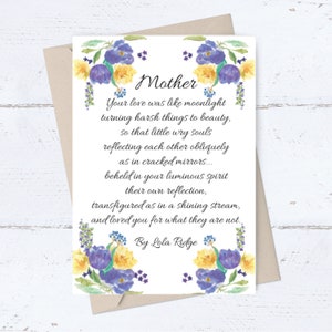 Afdrukbare verjaardagskaart voor moeder; Moederdagkaart, gedicht poëzie; DIGITALE DOWNLOAD Quarantainekaart; aquarel bloemen; aanmoediging pandemie