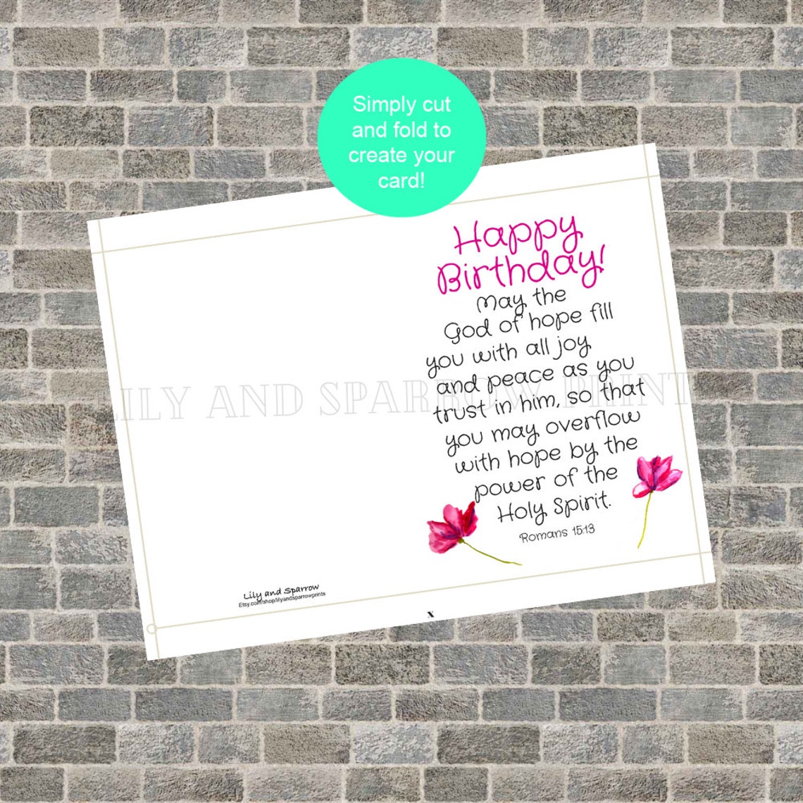 Religious PRINTABLE Birthday Card; Romans Bible Verse Card, Birthday ...