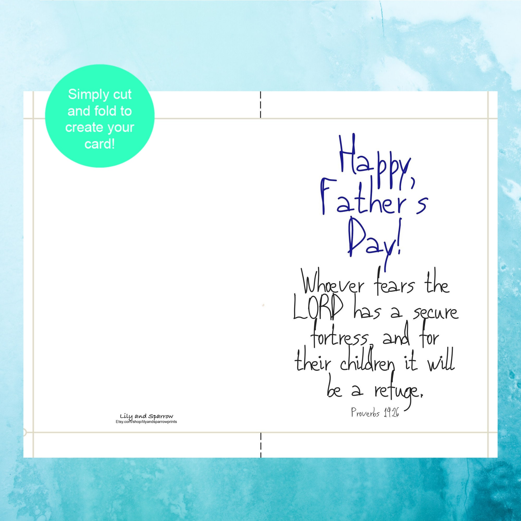 Fathers Day PRINTABLE Card; Inspirational Bible Verse Card for Dad ...