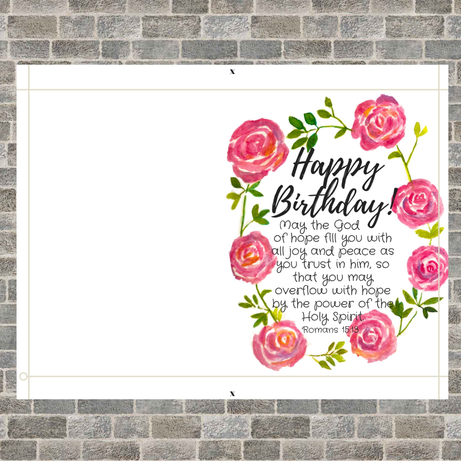 Religious PRINTABLE Birthday Card; Pink Rose Border, Romans Bible Verse ...
